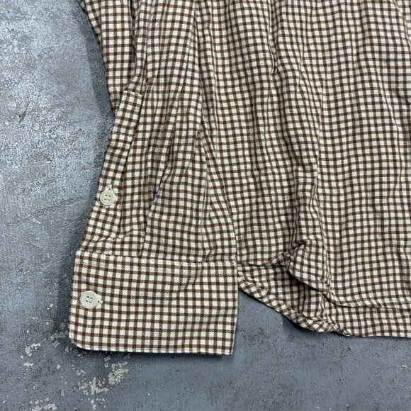 Sandro Paris Womens Dress Shirt 100% Viscose Check Long Sleeve Brown Large - Picture 3 of 9